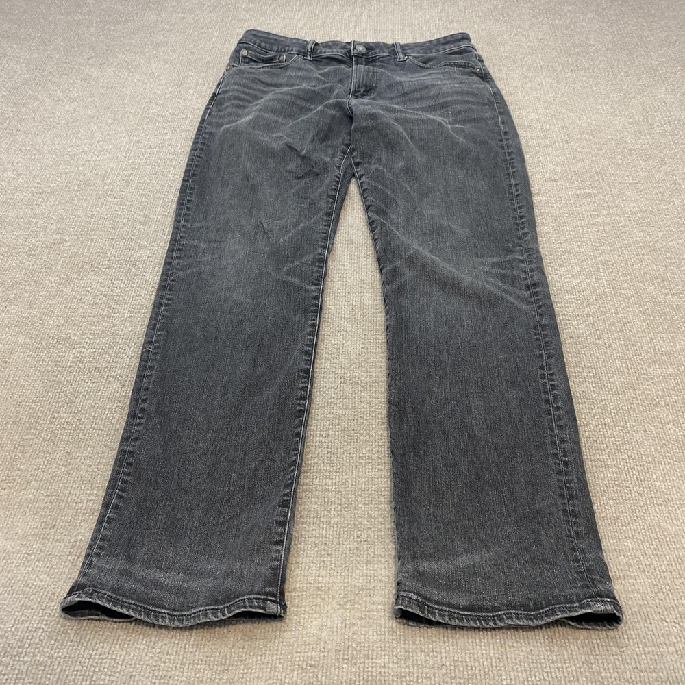 American Eagle Airflex+ Relaxed Straight Jeans Mens 33x32 Charcoal Stretch Denim